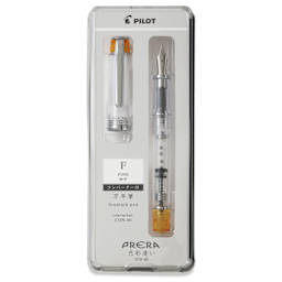 Pilot Prera Clear Fountain Pen - Orange, Fine Nib, in packaging