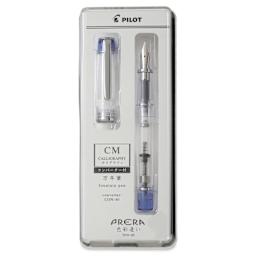 Pilot Prera Clear Fountain Pen - Blue, Calligraphy Nib, in packaging