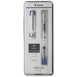 Pilot Prera Clear Fountain Pen - Blue, Medium Nib, in packaging
