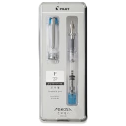 Pilot Prera Clear Fountain Pen - Light Blue, Fine Nib, in packaging