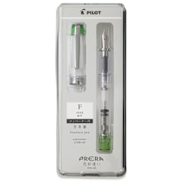 Pilot Prera Clear Fountain Pen - Light Green, Fine Nib, in packaging