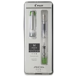 Pilot Prera Clear Fountain Pen - Light Green, Medium Nib, in packaging