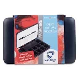 Van Gogh Watercolor Empty Plastic Pocket Box - 12 Pans, Black front of packaging