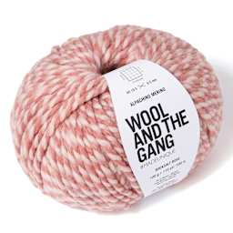 Wool and the Gang Alpachino Merino Twist Yarn - Rocksalt Rose, 110 yds angled view showing top
