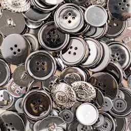 John Bead Nutton But Buttons - Silver, Plastic