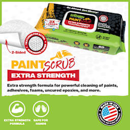 Crocodile Cloth 2-Sided Paint Scrub Wipes. Extra strength formula for powerful cleaning of paints, adhesives, foams, uncured epoxies, and more.