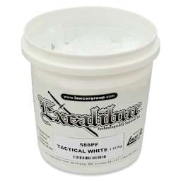 Excalibur 588 Tactical White Plastisol Ink - Quart angled view with lid off