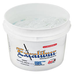 Excalibur 588 Tactical White Plastisol Ink - Gallon angled view with lid off