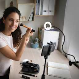 OttLite Capture Clip-On LED Ring Light - used with make-up application