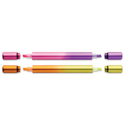 Tom's Studio Ori Infinity Dual Highlighters - Set of 2, Yellow and Purple, caps off