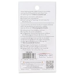 Pacific Arc Ames Lettering Guide back of packaging
