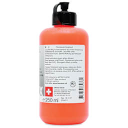 Lascaux Neon Acrylic Paint - Orange, 250 ml bottle back