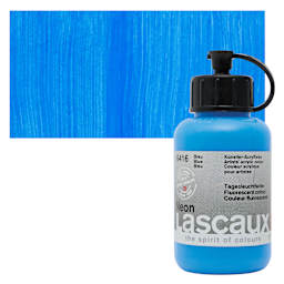 Lascaux Neon Acrylic Paint - Blue, 85 ml bottle and swatch