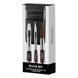 Escoda Synthetic Travel Brushes - Black Set of 3, Assorted
