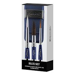 Escoda Synthetic Travel Brushes - Blue Set of 3, Round