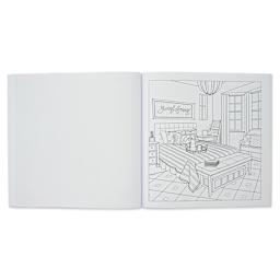 Modern Farmhouse: An Interior Design Coloring Book (illustration page example - bedroom)