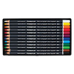 Staedtler Mars Lumograph Colour Aquarell Watercolor Pencils - Set of 12, Assorted Colors