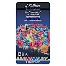 Staedtler Mars Lumograph Colour Aquarell Watercolor Pencils - Set of 12, Assorted Colors, front of packaging