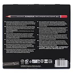 Staedtler Mars Lumograph Colour Aquarell Watercolor Pencils - Set of 24, Assorted Colors, back of packaging