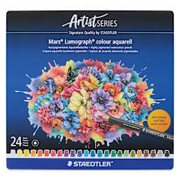 Staedtler Mars Lumograph Colour Aquarell Watercolor Pencils - Set of 24, Assorted Colors, front of packaging