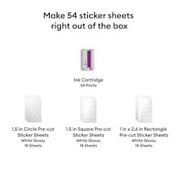 Make 54 sticker sheets right out of the box.