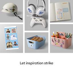 Cricut StickerPix Print + Cut Sticker Sheets & Ink Cartridges Set showing various completed example projects