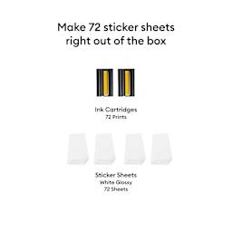Make 72 sticker sheets right out of the box.