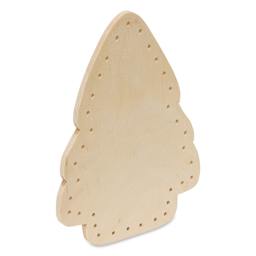 P.L. Butte Drilled Birch Basketry Base - Christmas Tree, 5" x 7", 25 Holes angled view