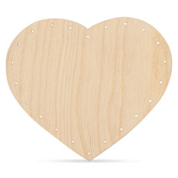 P.L. Butte Drilled Birch Basketry Base - Heart, 8" x 6.5", 22 Holes