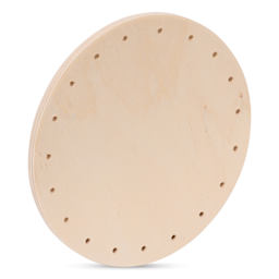 P.L. Butte Drilled Birch Basketry Base - Circle, 5", 19 Holes angled view