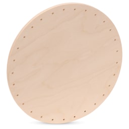 P.L. Butte Drilled Birch Basketry Base - Circle, 8", 29 Holes angled view