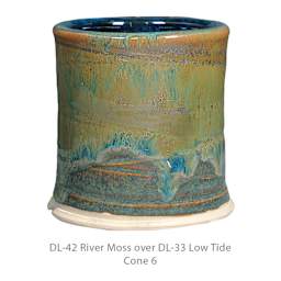 DL-42 River Moss over DL-33 Low Tide. Cone 6.