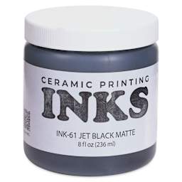 Amaco Ceramic Printing Ink - Jet Black, 8 oz front of jar