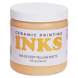 Amaco Ceramic Printing Ink - Deep Yellow, 8 oz front of jar