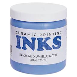 Amaco Ceramic Printing Ink - Medium Blue, 8 oz front of jar