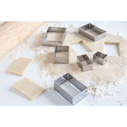 Fox Run Stainless Steel Cookie Cutters - Set of 6, Rectangles cutting dough