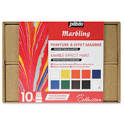 Pebeo Marbling Paint Set - Collection Case, Set of 10, Assorted Colors, 45 ml, Bottle (Front of packaging)