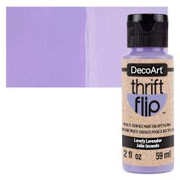 DecoArt Thrift Flip Multi-Surface Paint - Lovely Lavender, 2 oz bottle and swatch