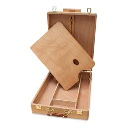 Art Alternatives Merced Table Sketch Box Wood Easel - storage area with dividers and palette