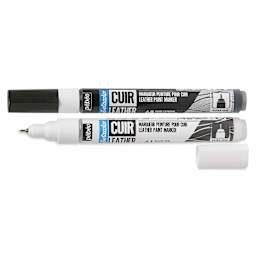 Pebeo Setacolor Leather Paint Markers - Set of 2, Black and White