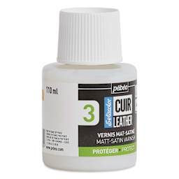 Pebeo Setacolor Leather Varnish - Matt-Satin, 110 ml Bottle left side of bottle