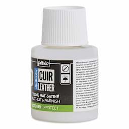 Pebeo Setacolor Leather Varnish - Matt-Satin, 110 ml Bottle right side of bottle