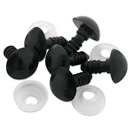 Cousin DIY Shank Back Animal Eyes - Pkg of 6, Solid Black, 12 mm