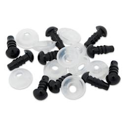 Cousin DIY Shank Back Animal Eyes - Pkg of 10, Solid Black, 6 mm