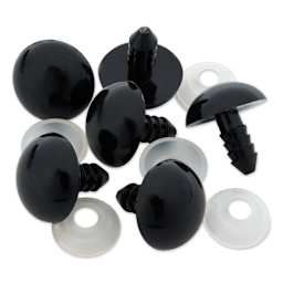 Cousin DIY Shank Back Animal Eyes - Pkg of 6, Solid Black, 18 mm