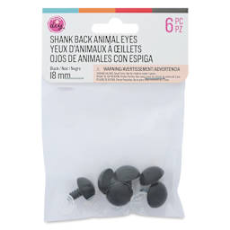 Cousin DIY Shank Back Animal Eyes - Pkg of 6, Solid Black, 18 mm front of packaging