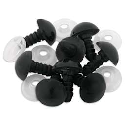 Cousin DIY Shank Back Animal Eyes - Pkg of 8, Solid Black, 9 mm