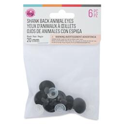 Cousin DIY Shank Back Animal Eyes - Pkg of 6, Animal Black, 20 mm front of packaging