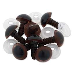 Cousin DIY Shank Back Animal Eyes - Pkg of 8, Solid Brown, 10 mm