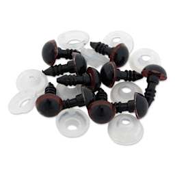 Cousin DIY Shank Back Animal Eyes - Pkg of 10, Solid Brown, 8 mm